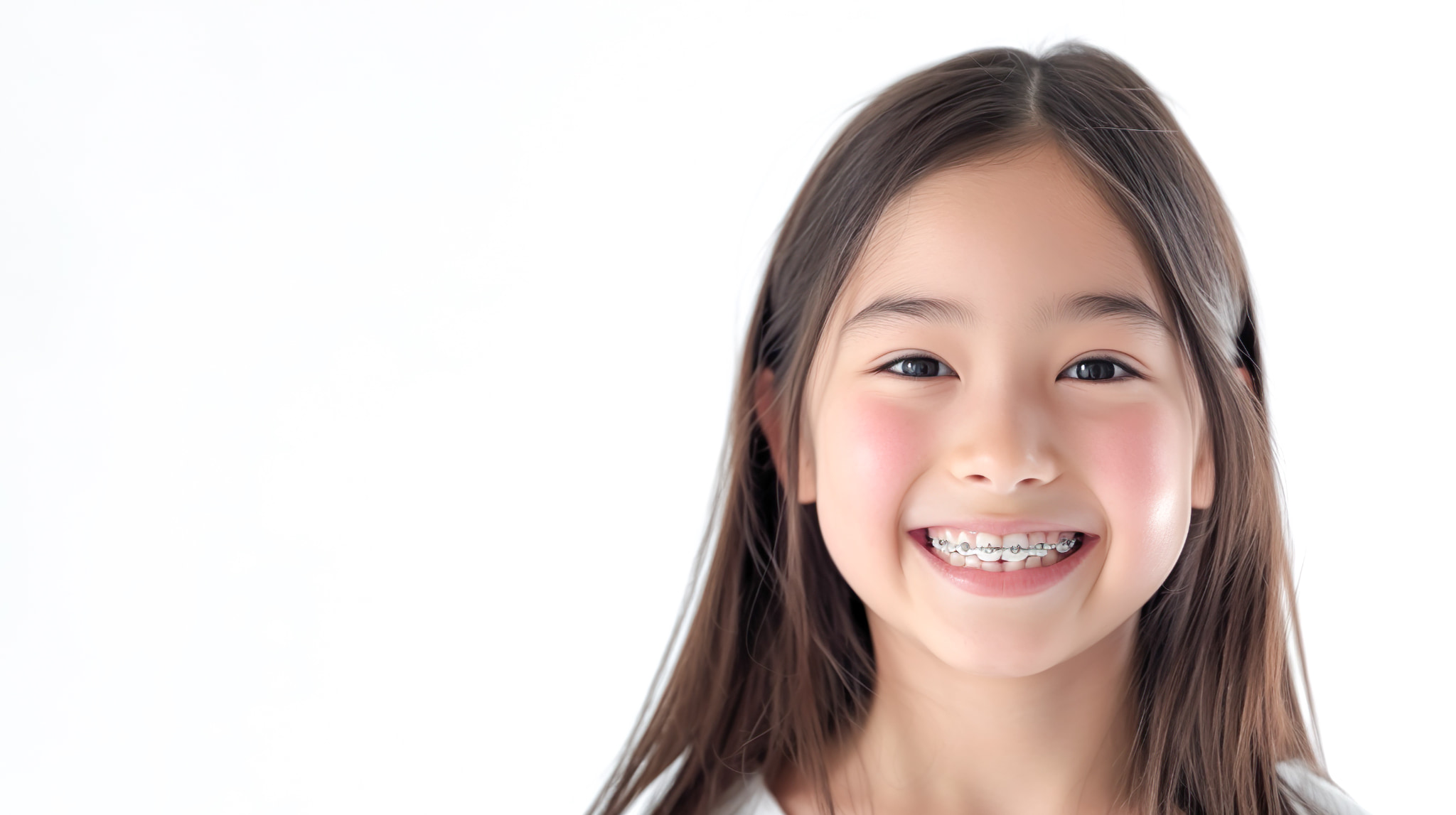 歯並びを良くするため歯列矯正をする女の子